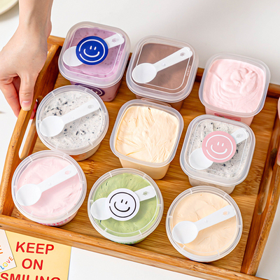 冰淇淋盒杯子冷冻带盖勺分装自制