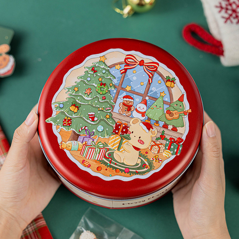 圣诞节礼物盒品伴手包装马口铁空盒小糖果精美铁盒卡通树创意儿童