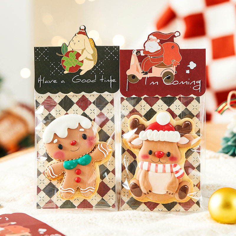 圣诞饼干包装袋子糖霜曲奇卡头糖果甜点雪花酥零食大号节礼盒烘焙
