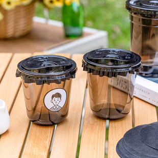 咖啡杯子一次性透明打包外带盖冰奶茶店专用商家饮料便携塑料网红