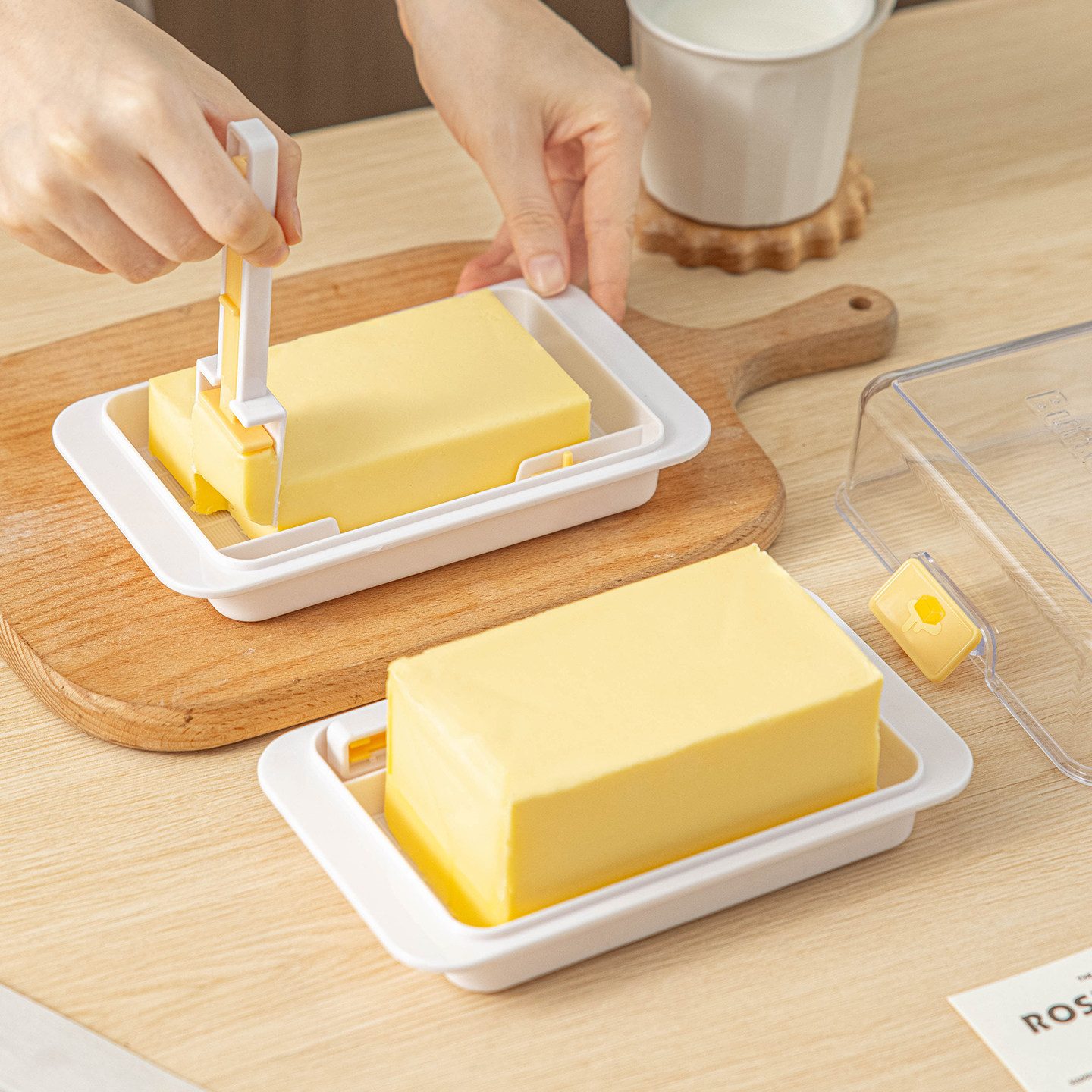 黄油切割储存盒保鲜盒子食品级塑料分割冷冻冰箱收纳带盖牛油奶酪