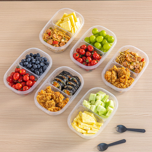 一次性餐盒打包盒饭盒的水果分装食品级家用带盖塑料可微波炉加热