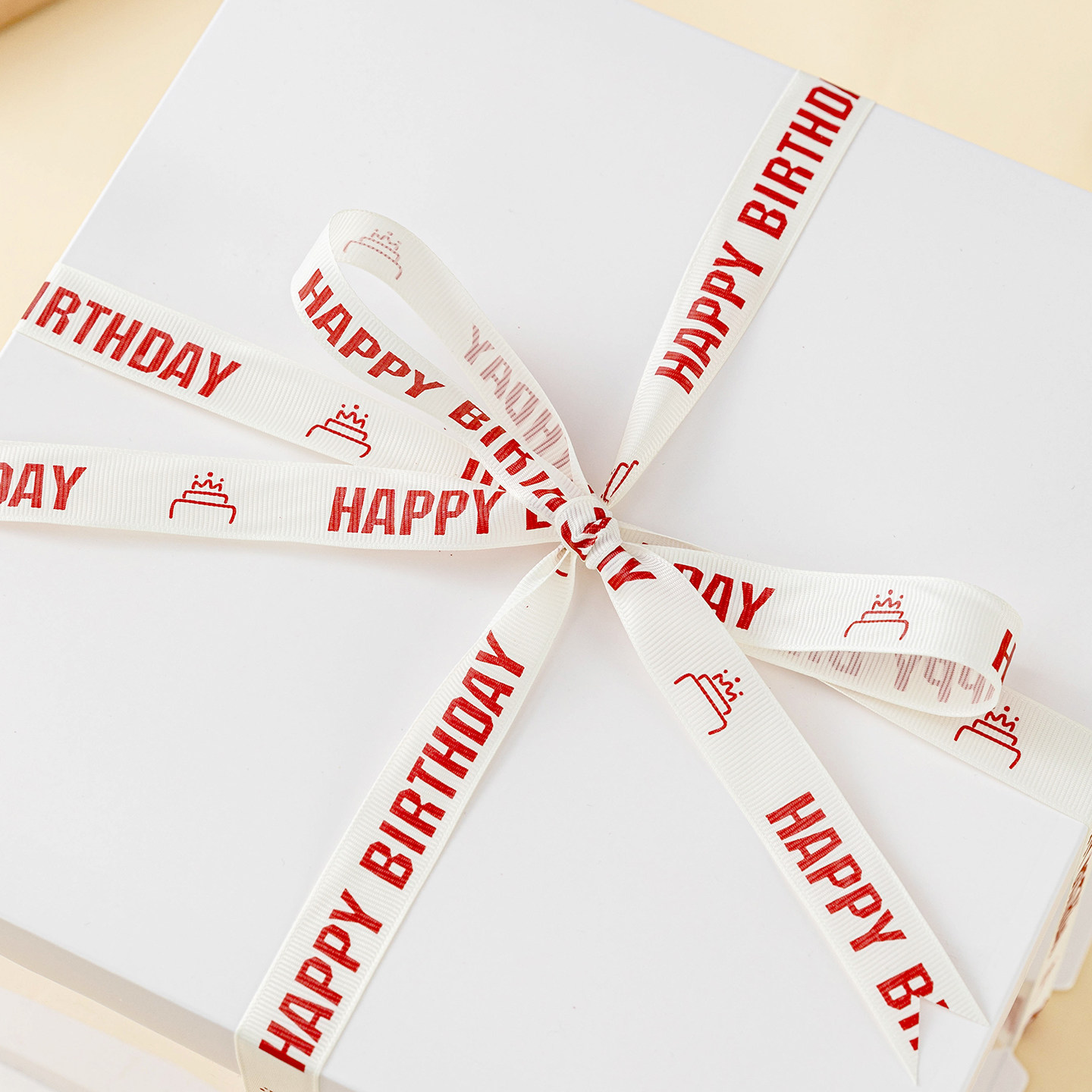 丝带生日快乐红色蛋糕装饰diy材料花束螺纹包装礼物品白色打包绳