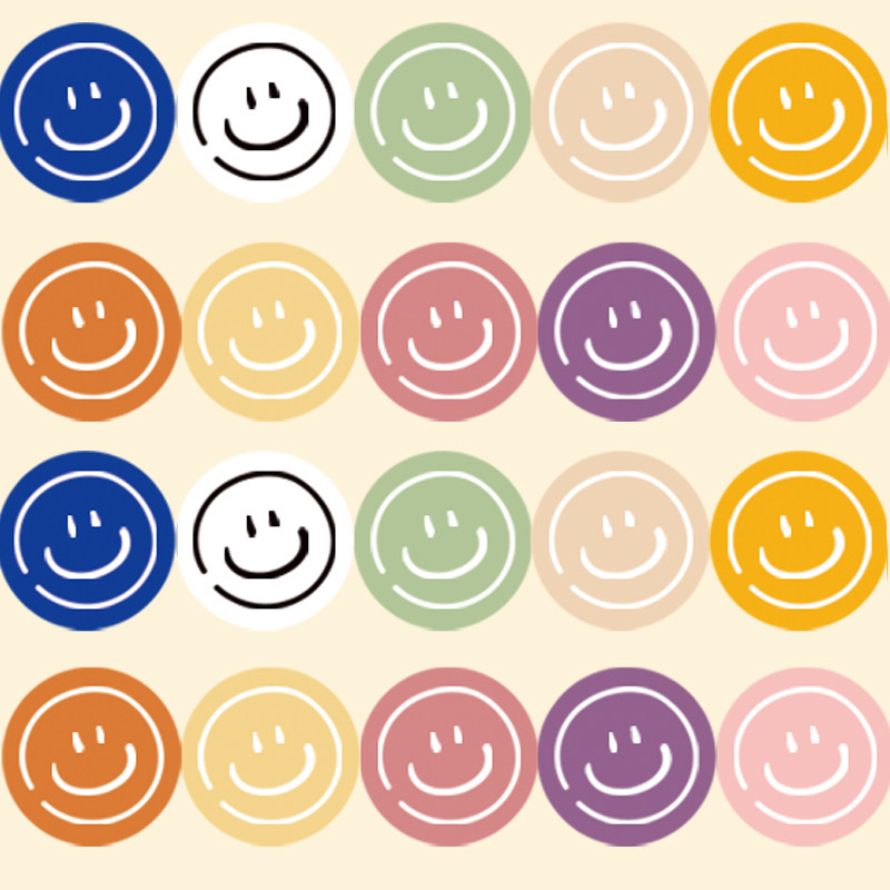 烘焙贴纸封口贴卡通圆形饼干盒野餐包装标签可爱手工笑脸不干胶