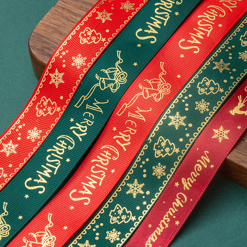 圣诞节丝带缎带蝴蝶结彩带子织布条蛋糕装饰红色diy材料花束烫金