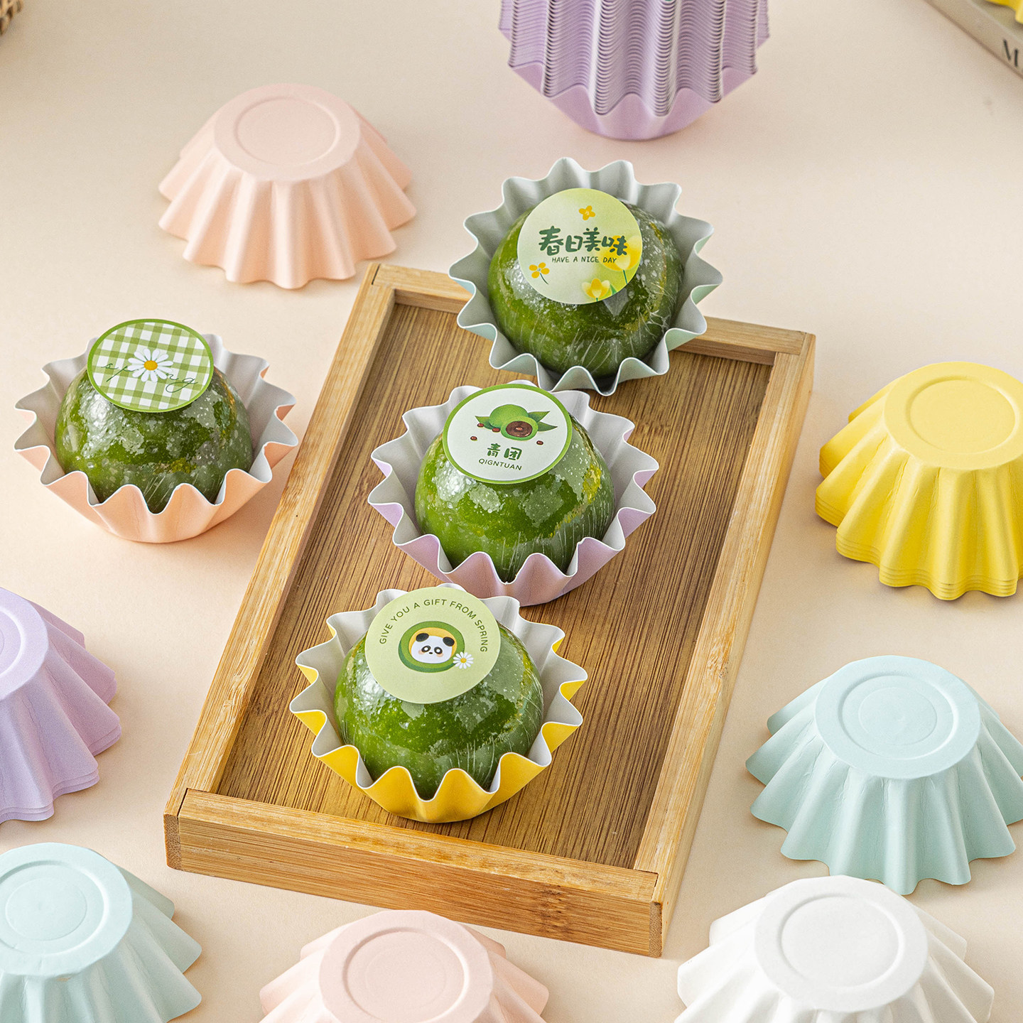 青团纸托雪媚娘硬底托一次性纸杯子蛋糕纸托食品级耐高温大号加厚