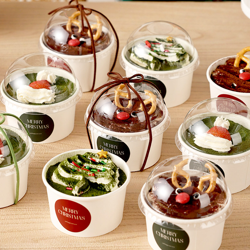 圣诞纸杯蛋糕纸托杯子带盖盒的烤箱专用模具芬加大号小食品级烘焙