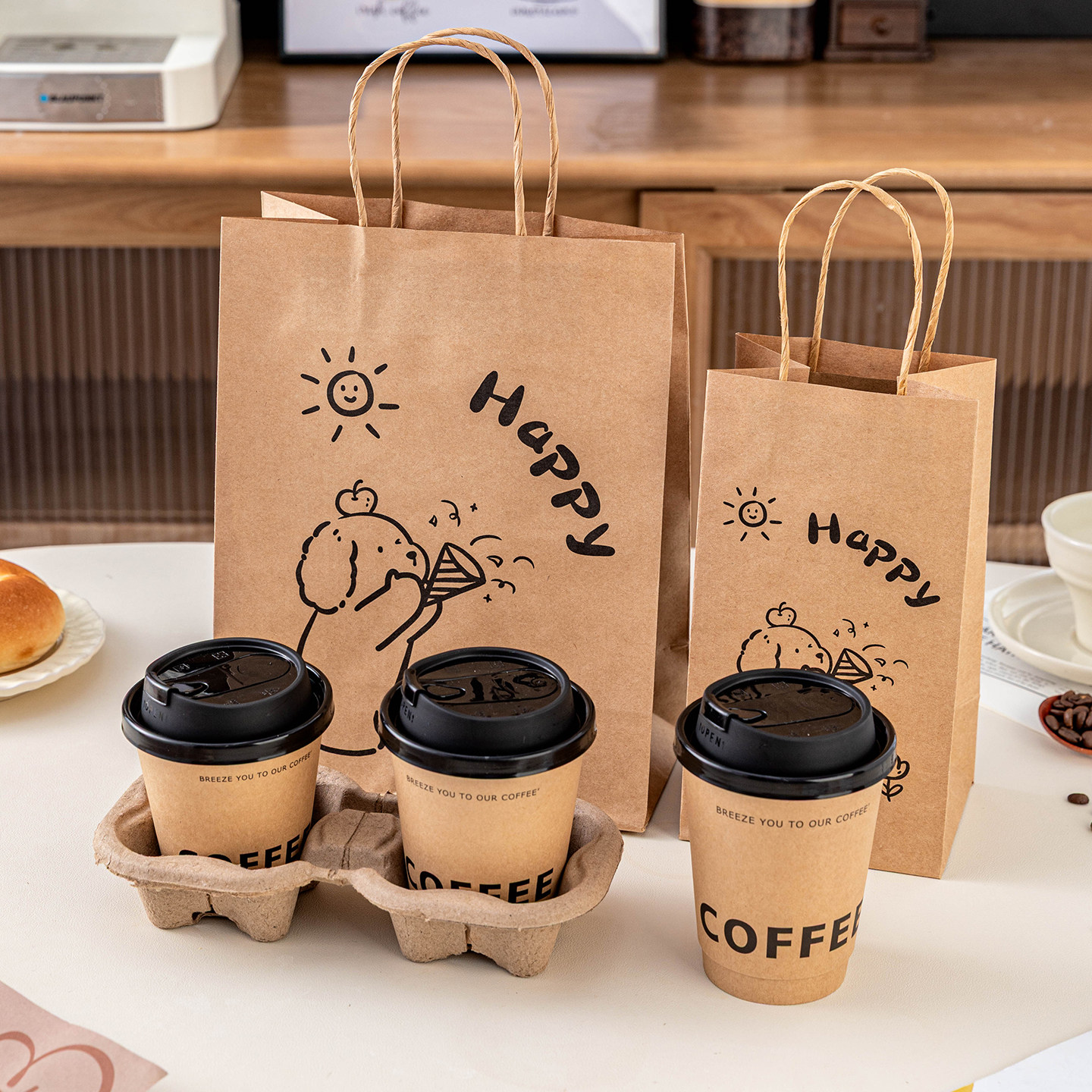 咖啡杯子一次性纸杯家用加厚食品级带盖豆浆热饮高级感档精致外带