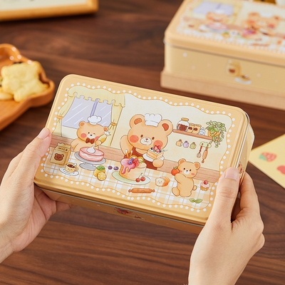 饼干盒曲奇包装铁盒空罐子长方形糖果甜品烘焙打包小零食储存