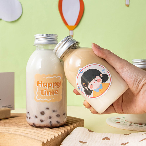 奶茶贴纸杯瓶子卡通咖啡网红
