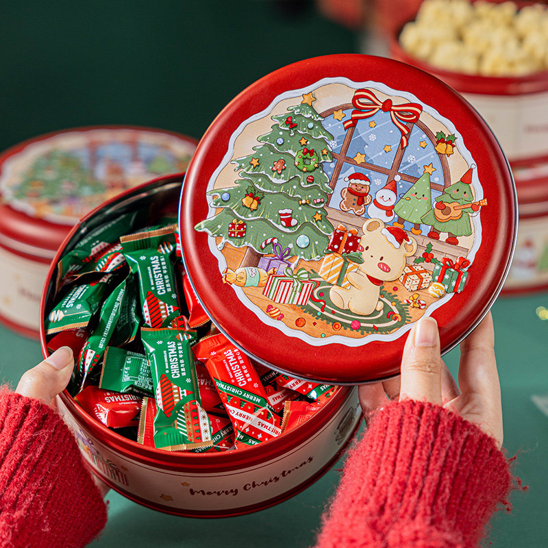 圣诞节礼物盒品伴手包装马口铁空盒小树创意儿童糖果精美铁盒卡通