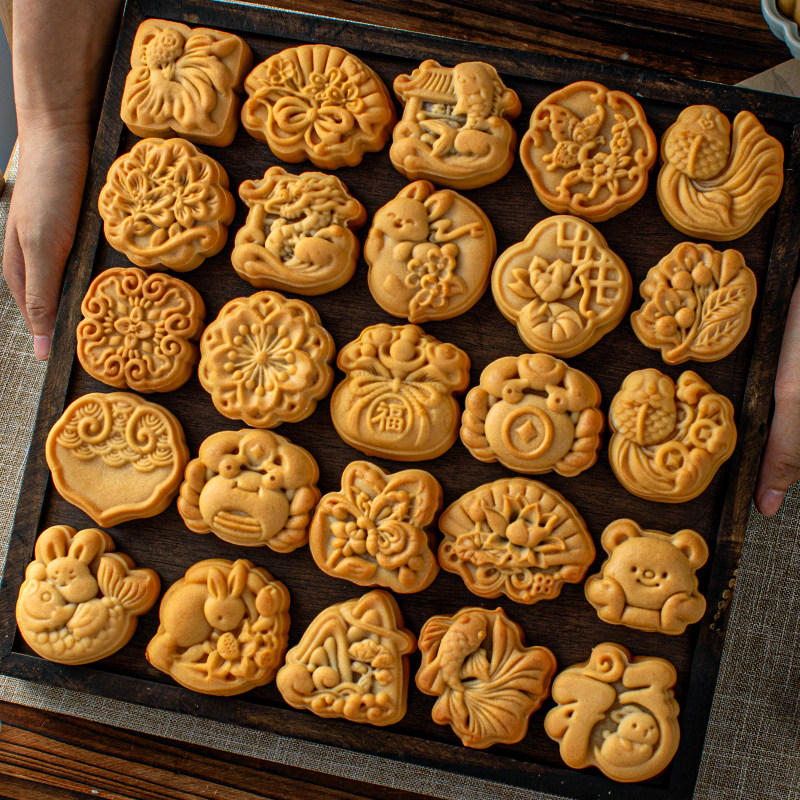 广式月饼模具新款2026大全国古风手压式家用冰皮50g75克糕点磨具