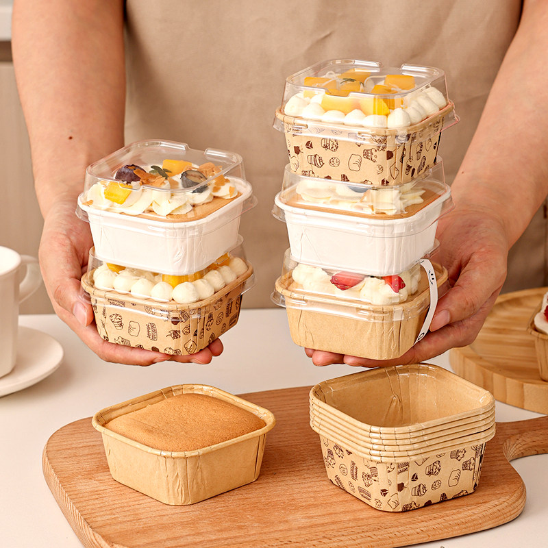 纸杯蛋糕纸托杯子带盖枣糕面包烤箱专用小蛋糕盒包装防油烘焙模具