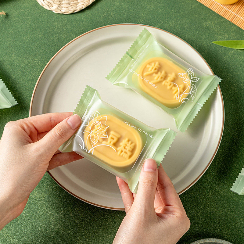 绿豆糕包装袋冰糕含托带托透明机封袋包装盒子空糕点单独烘焙高档