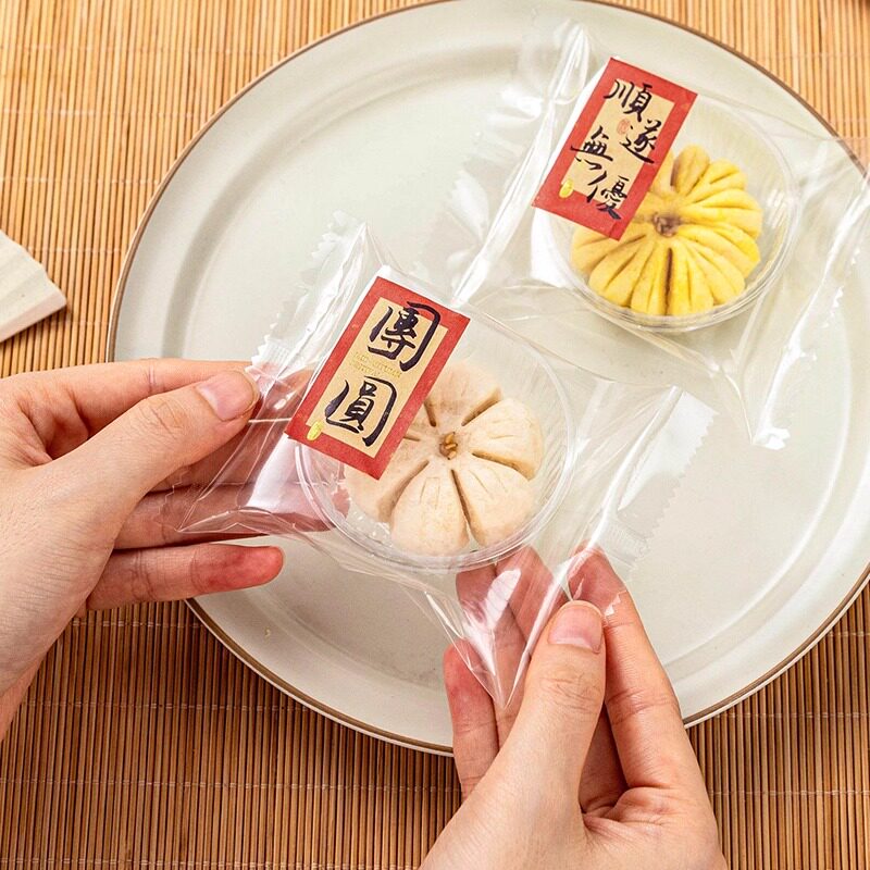 桃花酥包装袋盒透明中式糕点心单独机封蛋黄酥月饼底托荷鲜花苏子