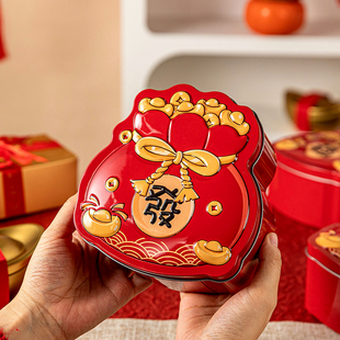 2026新年礼盒空盒马春节红坚果糖饼干礼品物马口铁零食包装福袋味