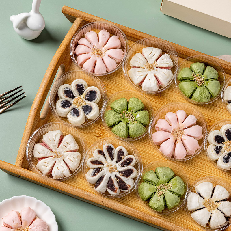 桃花酥包装盒底袋托中式糕点子透明内托加厚高蛋黄酥托圆形50克