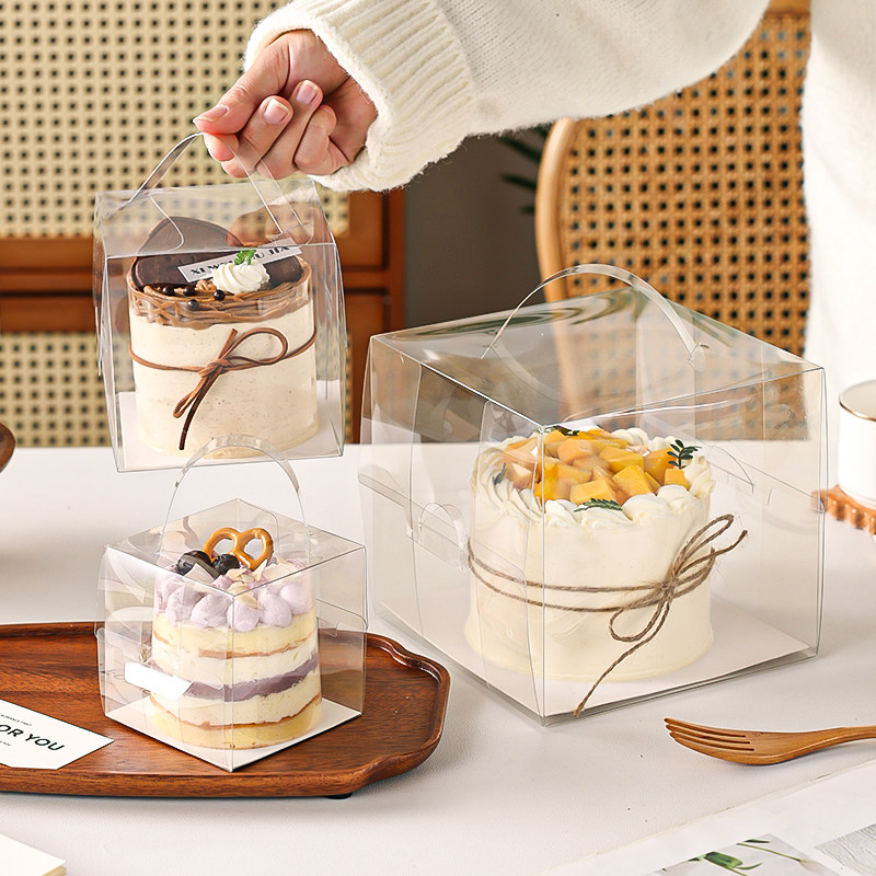 四寸蛋糕盒包装子4透明生日慕斯提拉米苏巴斯克手提3小56五六三