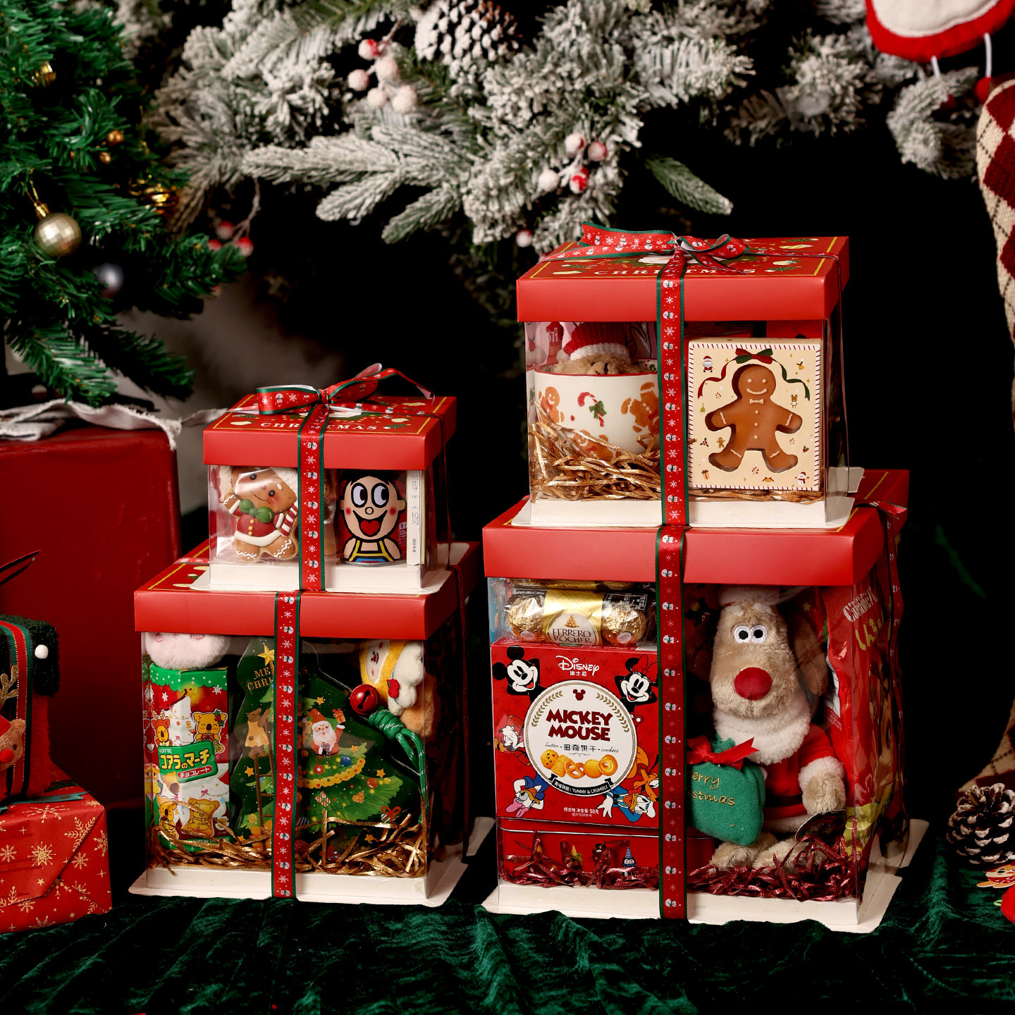 圣诞节零食礼盒蛋糕盒子包装礼物品透明空箱大礼包儿童468寸惊喜