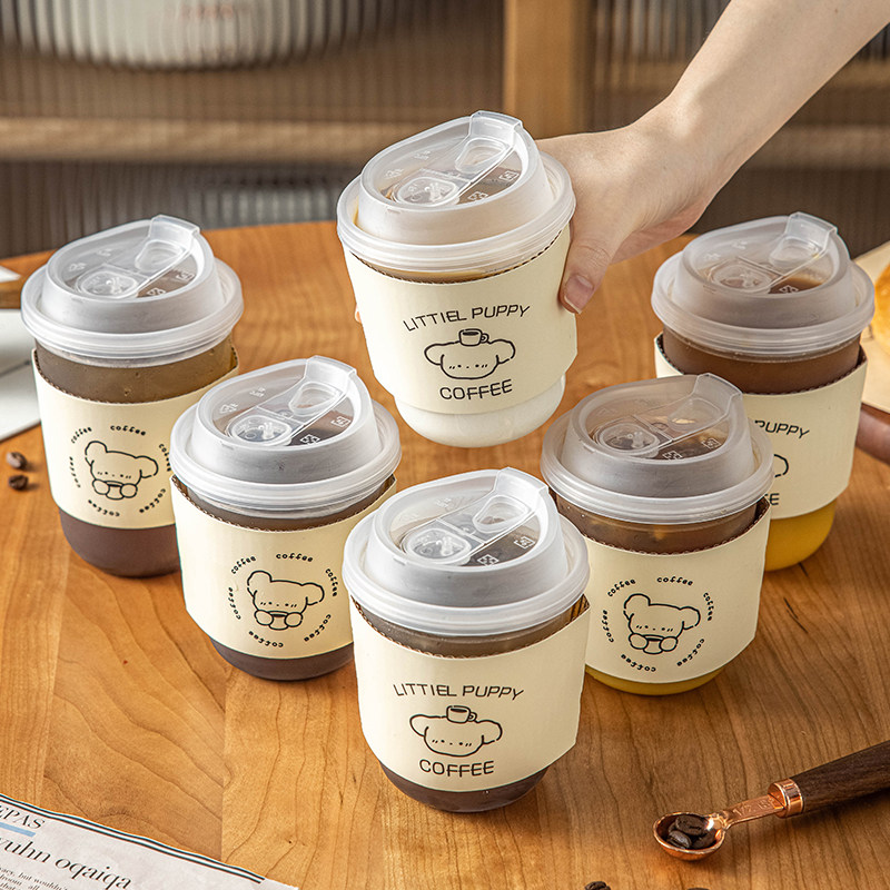 一次性咖啡杯奶茶杯子带盖饮料品店专用塑料2026新款外出携带打包