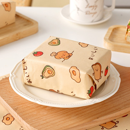 三明治包装纸食品级专用的可微波汉堡防油纸袋饭团三文治盒面包商