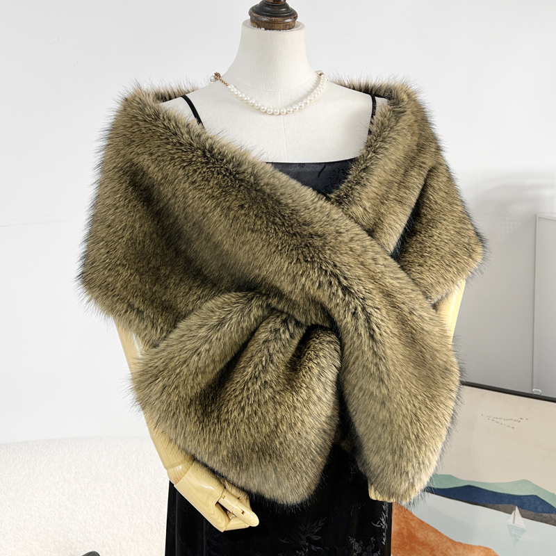 毛绒款仿皮草围巾旗袍披肩秋冬