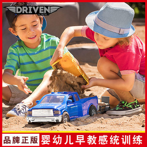 美国driven玩具车迷你拖车工程车套装消防车仿真警车模型认知车模