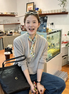 棉质黄绿波点薄款小方巾装饰丝巾