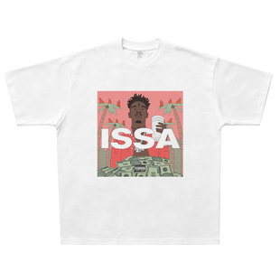 Issa Album 21 Savage 美式T恤vintage宽松hiphop嘻哈说唱Rap短袖