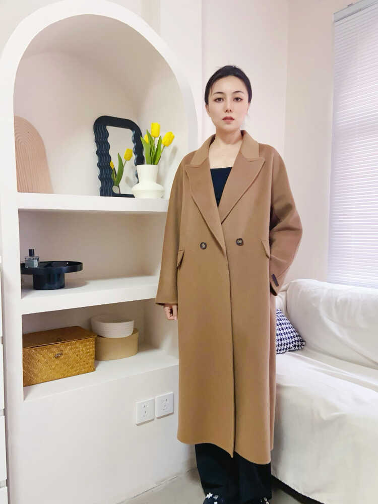 24年长款 驼色 高级感双面羊绒大衣 女士 纯羊毛呢外套 大气简约