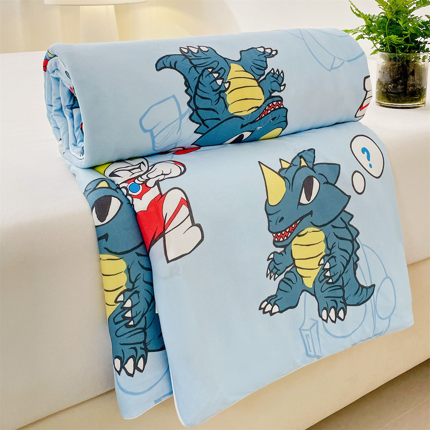 奥特曼打怪兽儿童夏凉被针织棉空调被男童宝宝幼儿园午睡小被子夏