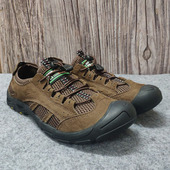 户外防滑登山鞋 外贸原单头层牛皮网鞋 休闲鞋 透气网面男士 男夏季