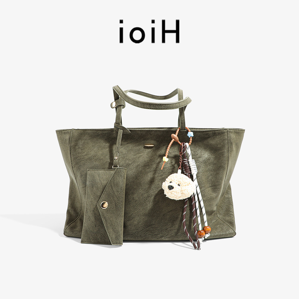 IOIH 新中式复古 墨绿色托特包大容量通勤女单肩大包软皮秋冬百搭