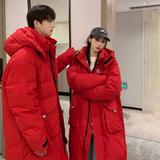 加厚潮帅气连帽车明线工装情侣长款宽松羽绒服男女102B-2Y905P225，男装羽绒服，星座102B-2