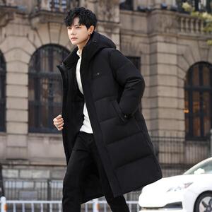 冬白鹅绒服男连帽渐变长款加厚工装外套情侣羽绒衣102B-Y886P325