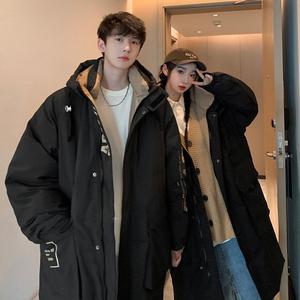 加厚潮字母印花连帽工装情侣中长款宽松羽绒服男女102B-2Y906P195,男装羽绒服,星座102B-2