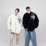 美式蜘蛛网刺绣夹克棒球服秋薄款男女宽松情侣外套102B-JK8111P85，男装夹克，星座102B-2