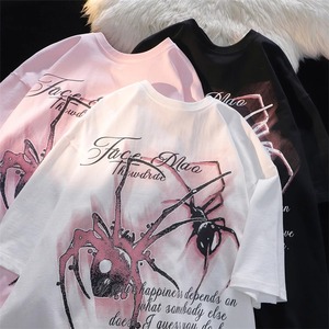 美式复古蜘蛛短袖潮牌t恤宽松高街hiphop半袖上衣102B-2T7744P30