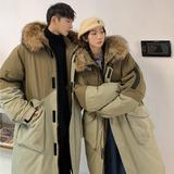 加厚潮字母印花连帽工装情侣中长宽松羽绒服男女102B-2Y4068P225，男装羽绒服，星座102B-2