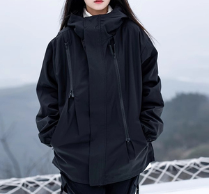 秋防水双拉链休闲运动服男女宽松机能工装美式冲锋衣102B-W738P75图片