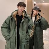 加厚潮字母印花连帽工装情侣中长款宽松羽绒服男女102B-2Y906P195，男装羽绒服，星座102B-2