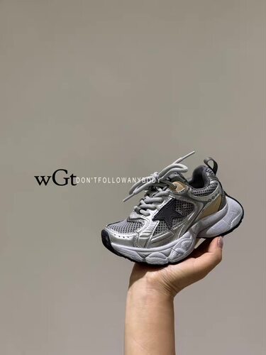 WGT！2026夏季新款星星复古休闲运动鞋网面透气轻便厚底酷老爹鞋
