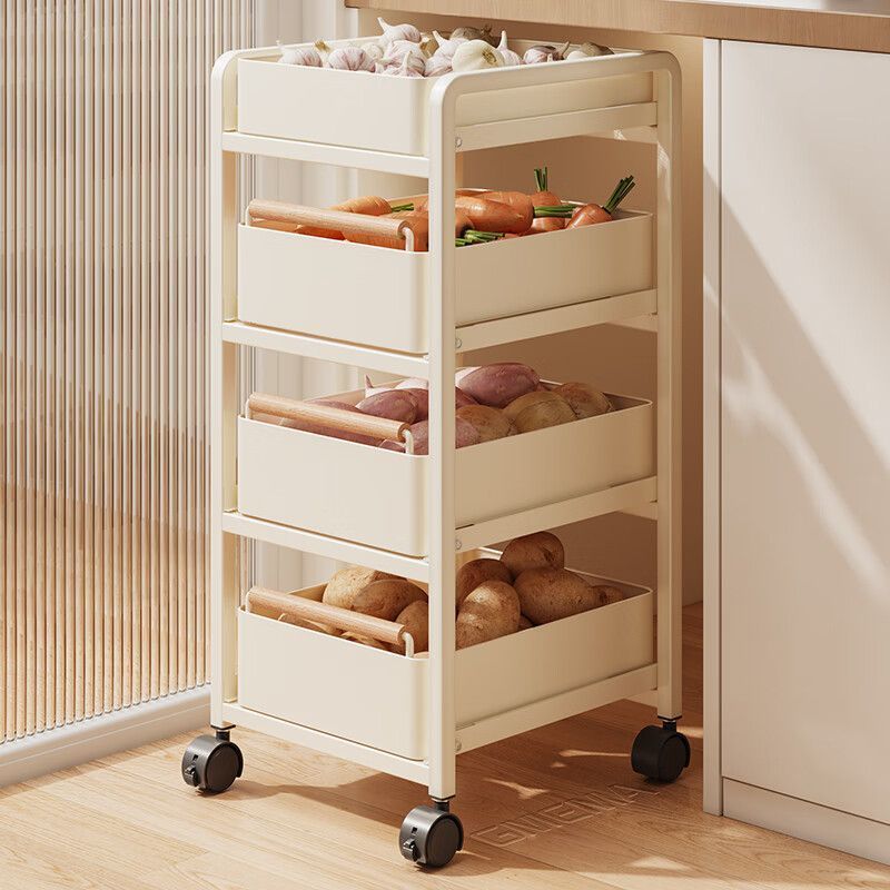 厨房置物架小推车落地家用可移动多层架子多功能放果蔬菜篮收纳架