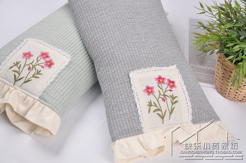 韩式荞麦壳砂洗绣花枕头缓解护颈椎枕芯可调节可拆洗单人学生枕头