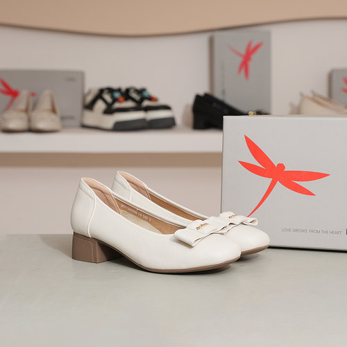 红蜻蜓女蝴蝶结浅口BC71389022单鞋百搭时尚\BC71389021芭蕾风鞋