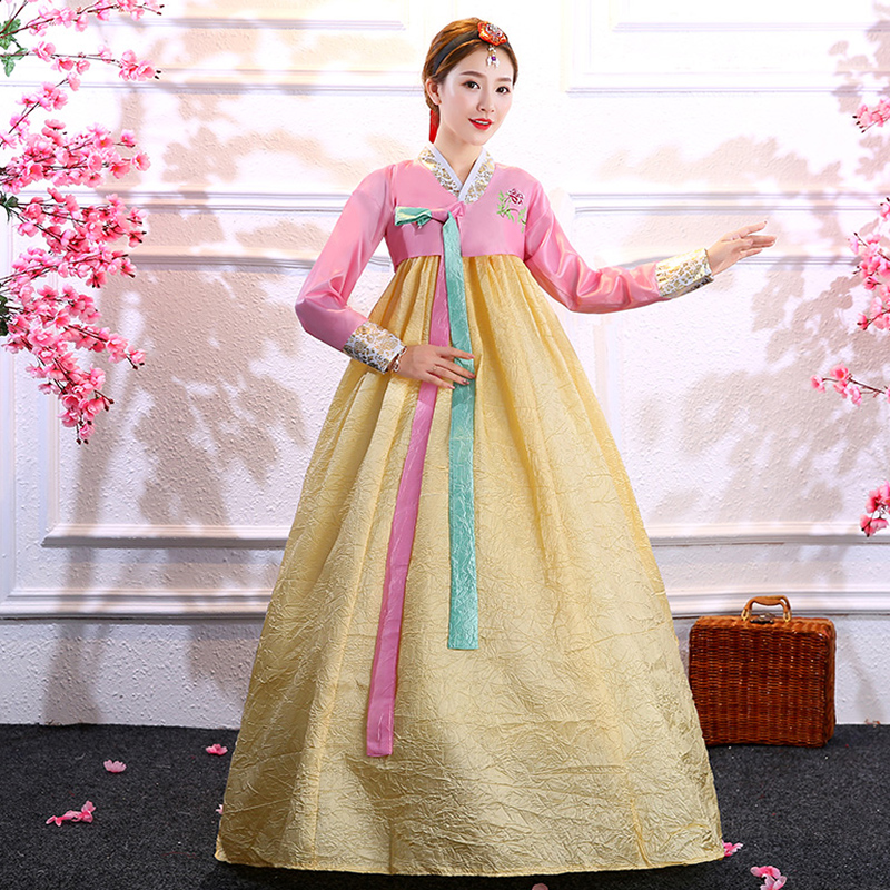 韩国女婚庆宫廷礼服韩服民族表演服舞蹈服改良传统朝鲜舞演出服装