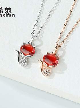 s925纯银小狐狸项链女锁骨链学生