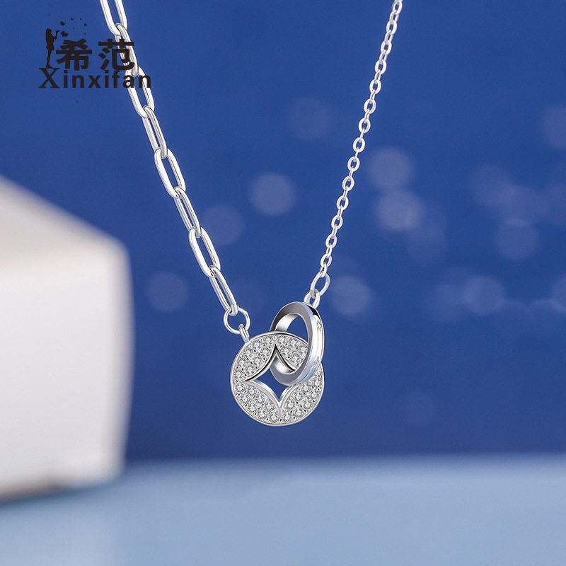 s925纯银铜钱满钻相扣项链民族风国潮钱币招财个性吊坠百搭送礼物