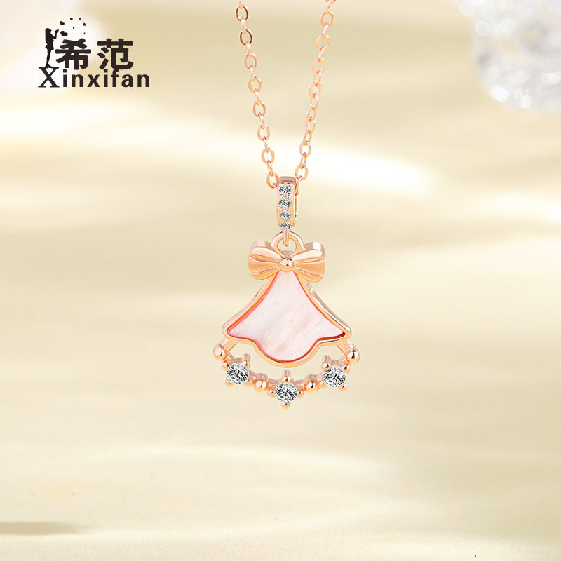 s925纯银圣诞铃铛项链颈戴韩版时尚创意小众风铃吊坠女圣诞节新款