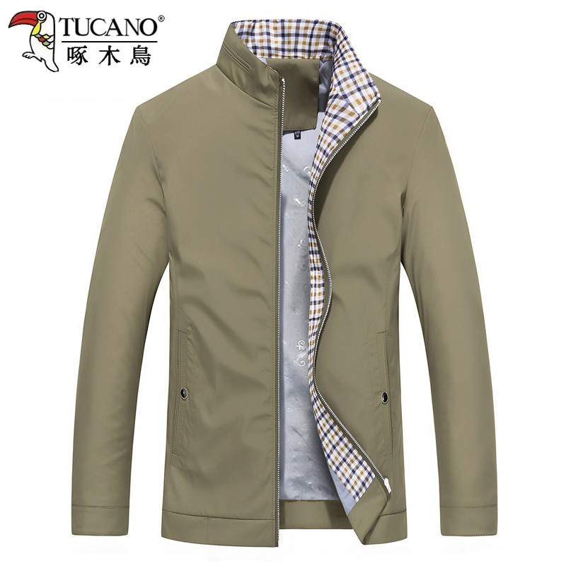 啄木鸟春秋季爸爸外套男士秋冬商务休闲加绒夹克男装中老年人衣服